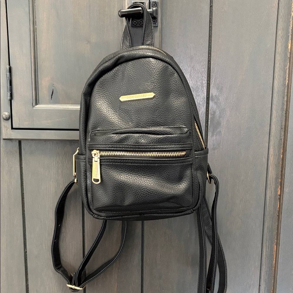 Steve Madden Black Backpack with Gold Accents